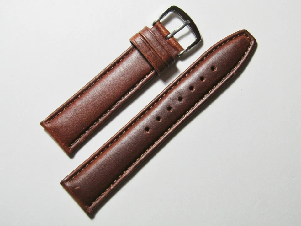 18mm Hadley-Roma MS881 Chestnut Brown Smooth Padded Leather Watch Band Strap