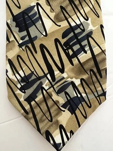 J Garcia Tan Silk Neck Tie Chicken & Cat Collection 18 Abstract - Picture 1 of 6