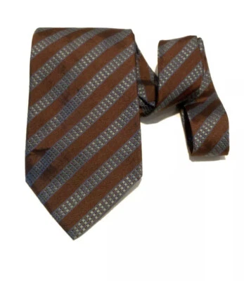 Corbata de seda a rayas marrón ARMANI COLLEZIONI ITALIA 57,5"/4’’ EC Foto 1 de 4