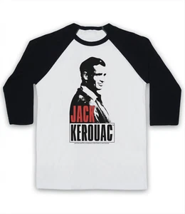 Beat Generation Iconic Jack Kerouac 2 Iconic Writer 3/4 Sleeve Baseball Tee - Picture 1 of 12