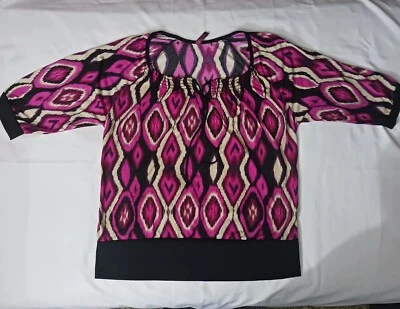 Blusa Gitano para mujer talla grande 18/20 púrpura, beige, negra manga 3/4 nueva sin etiquetas Foto 1 de 4