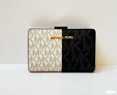 MICHAEL KORS JET SET TRAVEL MEDIUM BIFOLD ZIPPER COIN WALLET MK COLORBLOCK - Image 1 of 4