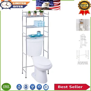 Compact 3-Tier Steel Shelf with Chrome Finish - Perfect for Bathroom Storage - Picture 1 of 6