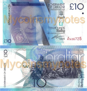 Gibraltar, £10 Pfund, 2010, P36, Präfix A, Königin Elizabeth II, UNC - Bild 1 von 3
