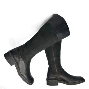 Geborene Damen Kniehohe Stiefel Gr. 6,5 / 37 Schwarz Leder/Wildleder Seitlicher Reißverschluss Blockabsatz - Bild 1 von 14