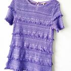 JOIE re custom dyed top knit blouse indigo lace shirt Small short sleeve