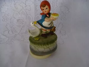 Girl and Duck - (Hummel Goebel style) - Revolving Windup Music Box - Picture 1 of 6