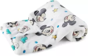 Disney Cudlie Mickey Mouse Baby Blanket White Soft Cuddly 30" x 40" NEW - Picture 1 of 7