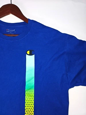 Champion T Shirt Mens BRILLIANT Blue with Multicolor Design Logo XL - Image 1 of 4