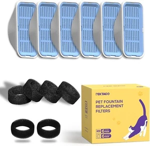 PEKTACO Water Fountain Replacement Filters & Sponges (6 pc) Brand New in Box! - Picture 1 of 7