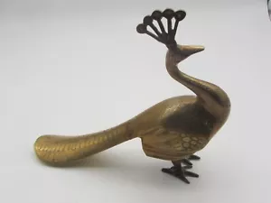 Vintage Mid Century Messing Pfau Vogel Figur Dekor groß 10 Zoll lang 9 Zoll groß - Bild 1 von 8