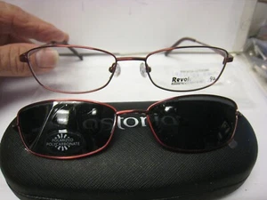 Revolution Eyeglass Frame WITH a sun shade REV518 in RDLS 51-16-140 w/case - Picture 1 of 5