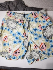 Vilebrequin Mens Swim Trunks Short Blue/yellow Floral, fishes Mesh Lined XL euc - Picture 1 of 7