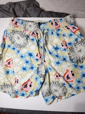 Vilebrequin Mens Swim Trunks Short Blue/yellow Floral, fishes Mesh Lined XL euc - Image 1 of 4