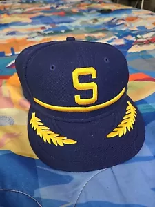 Retro MLB Seattle mariners New Era 59/fifty fitted baseball hat 7-1/4 Hipster - Picture 1 of 9
