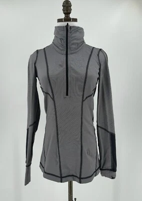 Lululemon Womens Gray Stripe 1/2 Zip Mock Neck Jacket Sz 6 - Image 1 of 4