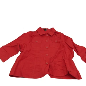 East 5th Damen Hemd mit Knopfleiste und Kragen rot 3/4 Arm PXL Leinenmischung - Bild 1 von 9