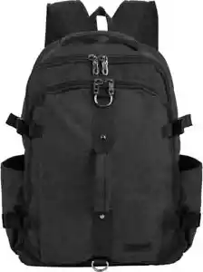Canvas Rucksack für Herren Damen - robuster großer Reiserucksack schwarz NEU - Bild 1 von 2