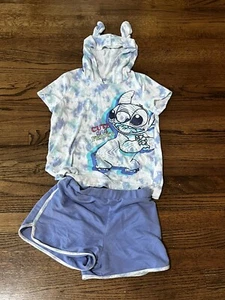 Girls Lilo & Stitch 2pc Short Sleeve Tops and Shorts Pajama Set Size M (10) - Picture 1 of 3