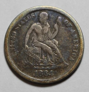 1864 S Seated Liberty Dime PH824 - Picture 1 of 2