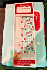 Holiday Time Santa Stops Here Fabric Shower Curtain NEW - Picture 1 of 3