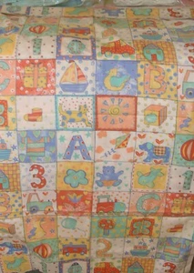 Concord Fabrics Kesslers cotton remnant Baby Alphabet Letters ABCs 46"w x 38" l - Picture 1 of 3