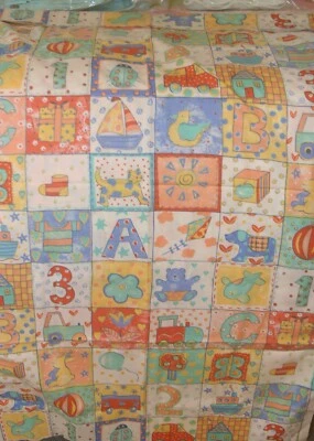 Concord Fabrics Kesslers cotton remnant Baby Alphabet Letters ABCs 46"w x 38" l - Image 1 of 3
