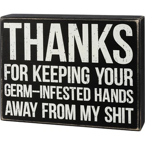 Box Sign - Thank You For Keeping Your Hands Away - Picture 1 of 3