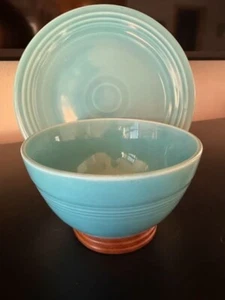 Original Homer Laughlin  Harlequin Turquoise 36s Bowl and Rare 7" Fiesta Plate - Picture 1 of 19