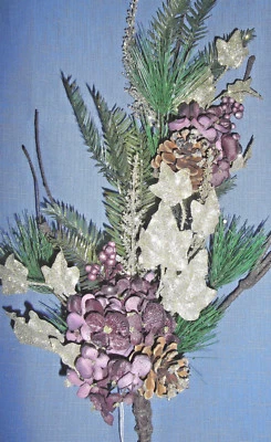 Juego de 3 RAZ Imports 30" Púrpura Hortensia Brillo Invierno Spray con Verdes Mezclados Foto 1 de 4