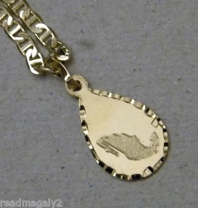 Damen 20 Zoll Seemann Kette & Träne Tropfen Mexiko Karte Charm Set Gelbgold vergoldet - Bild 1 von 4