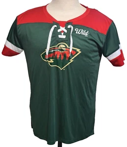Maglione maglietta donna Minnesota Wild NHL lacci taglia Large (L) verde scuro nuovo con etichetta - Foto 1 di 4