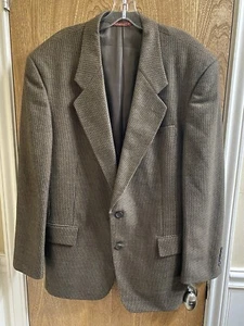Vintage Neiman Marcus Men’s Wool Blazer Jacket Brown Houndstooth Double Button - Picture 1 of 11