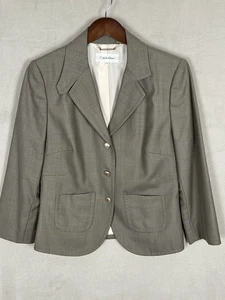 Chaqueta Traje Calvin Klein Talla 12 Para Mujer Color Gris 3 Metal Botones Frontales Bolsillo - Imagen 1 de 16