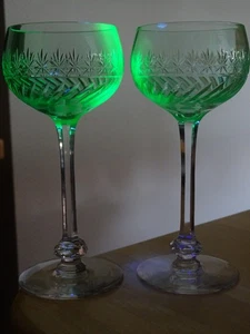 VILLEROY BOCH KRISTALL SCHNITZER 2 ALTE RHEINWEINGLÄSER MOD TREVERIS URALINE - Bild 1 von 10