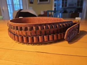 Vintage Hunter Ammunition Belt 3206 Brown Tooled Leather Ammo Belt 37-43 - Picture 1 of 19