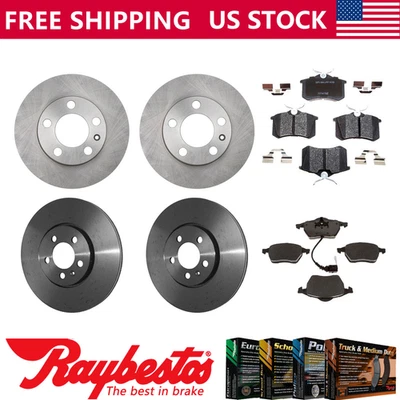 Rotores de freno delanteros traseros y pastillas de freno metálicas para Volkswagen Golf 2003-2006 Foto 1 de 4