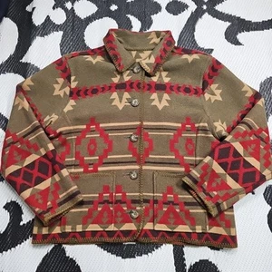 Woolrich Women’s Southwestern Aztec Pattern Wool Coat Med Reversable 16348 - Picture 1 of 8