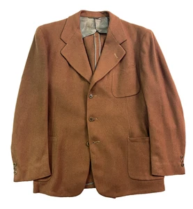VTG 1940s 40S 42S Brown Tweed Blazer Jacket Sport Suit Coat Wool Original mens - Picture 1 of 8