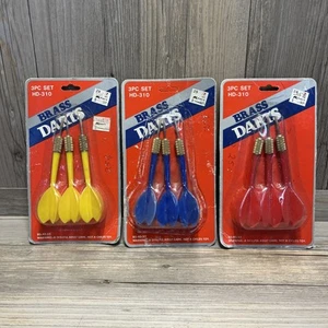 Vintage Kmart Brass Darts HD-310 Yellow Blue & Red 3 Sets New steel tip NOS - Picture 1 of 5