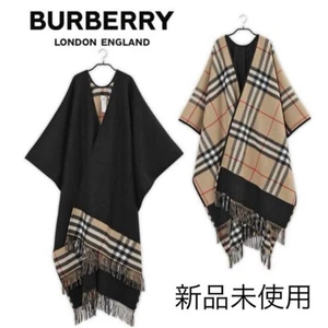 BURBERRY Nova Check Cashmere Blend Cape Poncho Reversible Black Women's #ED ZBB - Picture 1 of 9