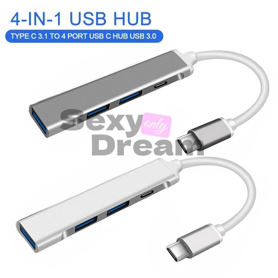 TypeC 3.1 to 4 Port USB C HUB USB 3.0 Multi Splitter Adapter OTG For Computer 1O - Image 1 of 4