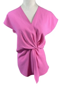 Blusa Zara donna rosa media surplice scollo a V drappeggiata manica corta top moderno - Foto 1 di 6