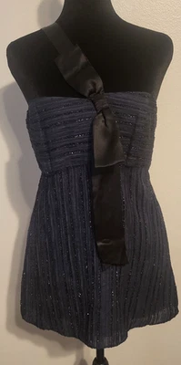 Milly NY темно-синий блестками черный одно плечо верхний размер XS капризный фея Новый год - Изображение 1 из 4