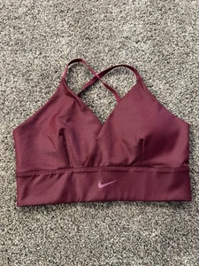 Nike Light Support V Neck Sports Bra Bralette Burgundy M Active Athleisure Sport - Picture 1 of 9