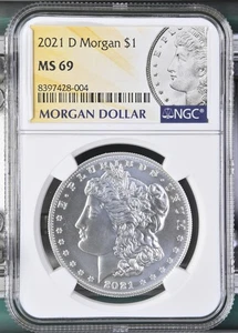 2021 D Modern Morgan Silver Dollar NGC MS-69 - Picture 1 of 2