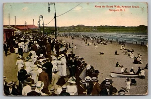 Postal: Along the Board Walk, Newport Beach, RI, espalda dividida, publicada, 1913 - Imagen 1 de 2