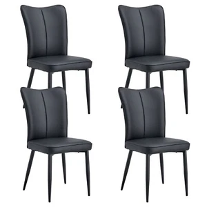 Set of 4 PU Leather Dining Chairs Modern Kitchen Chair w/ Metal Legs Dining Room - Picture 1 of 14