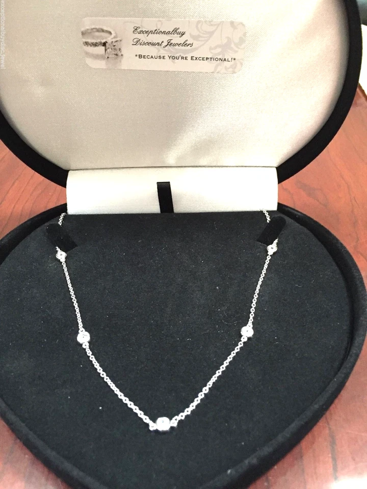 PLATINUM & SS CLASSIC 7 STATION LAB CREATED DIAMOND TENNIS NECKLACE 24In + BONUS - Image 1 of 1