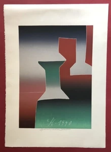 Franz Eggenschwiler, Spinnfadenspulen, Farblinoldruck, 1990/92, signiert - Picture 1 of 1